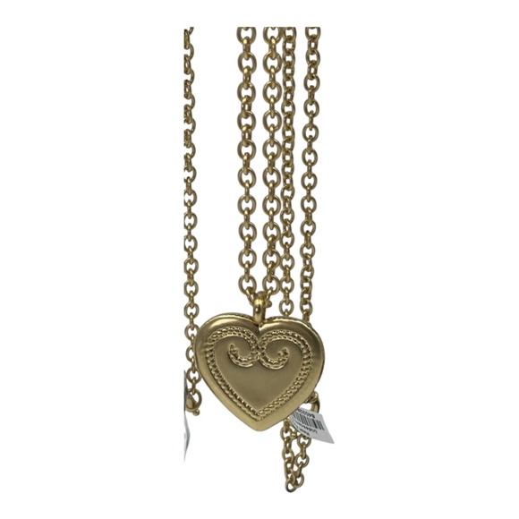 JULIE VOS Reversible PINK Crystal Heart Necklace NWT Wear 18" or 36" Gold Plate - Picture 3 of 6